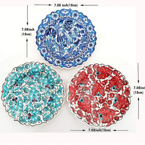 Set of 3 Turkish Handmade Ceramic Decorative Plates - Picture 4 of 9